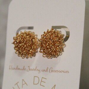 Gold Wire Ball Earrings